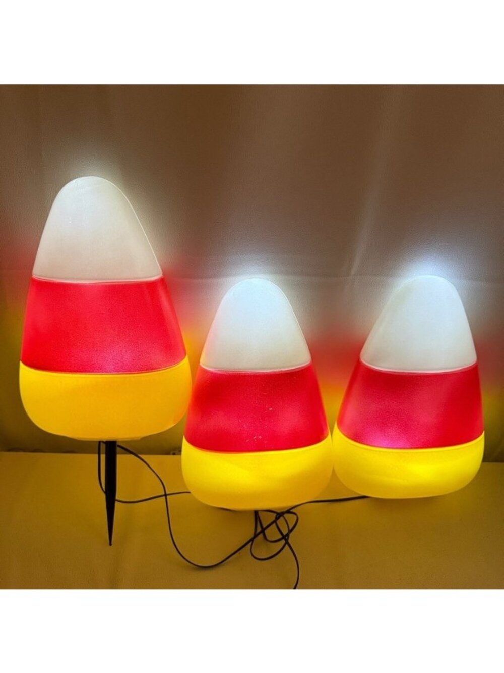Mr. Christmas Mr. Halloween Candy Corn Pathway Lights Set Of 3 Tested & Works